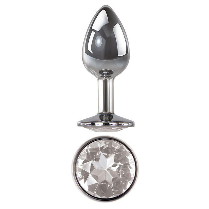 Adam & Eve Clear Gem Medium – Metallic 8.2 cm Medium Butt Plug Secondary image