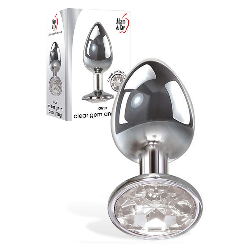 Adam & Eve Clear Gem Large – Metal 9.5 cm Butt Plug Chrome > Anal Range > Butt Plugs