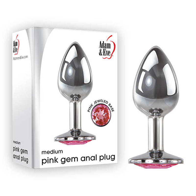 Adam & Eve Gem Anal Plug (Silver) – Medium Metal Butt Plug 8.2 cm Secondary image