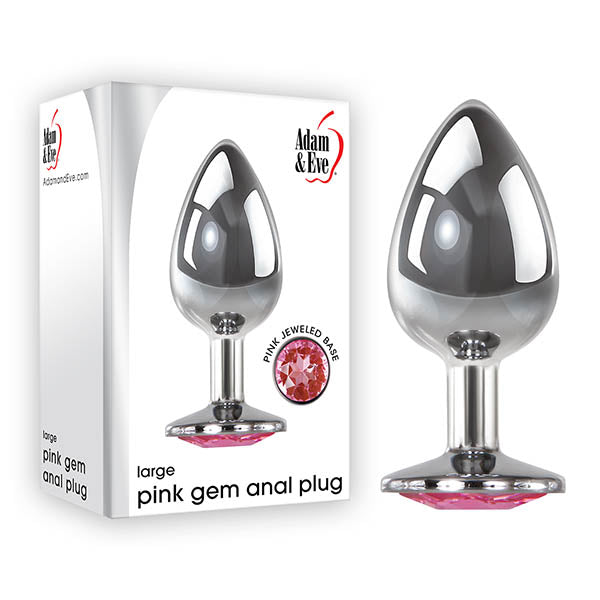 Adam & Eve 3.58 Inch Pink Gem Large Metal Butt Plug Chrome > Anal Range > Jewel Butt Plugs