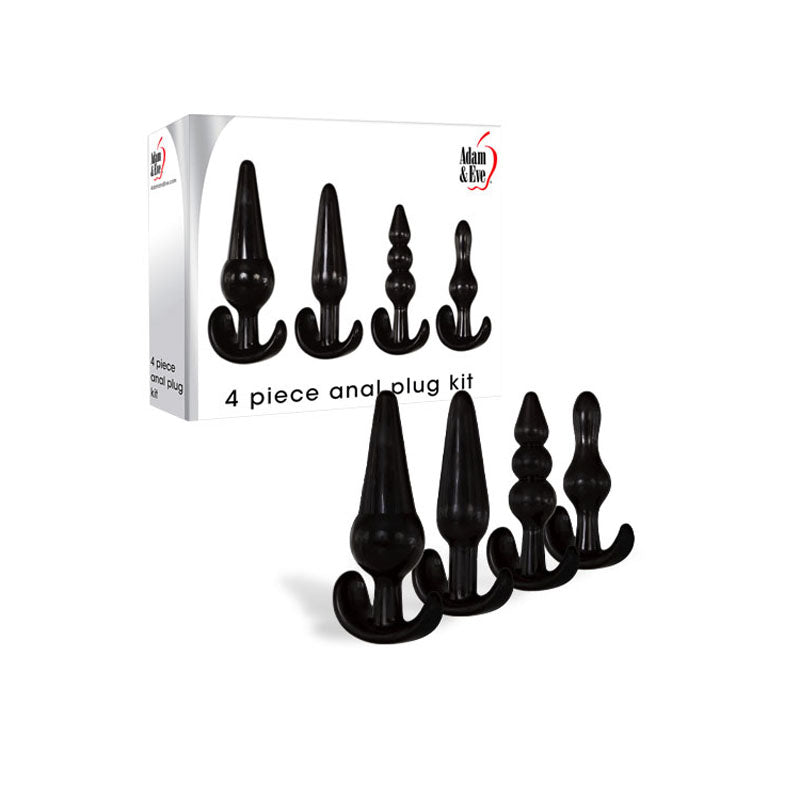 Adam & Eve Anal Plug Kit – Set of 4 Sizes Butt Plugs Black > Anal Range > Butt Plug Kits