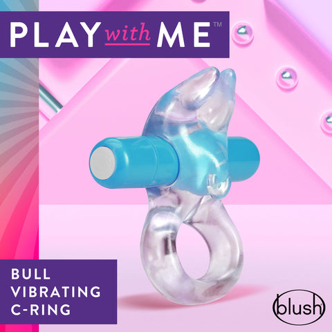 Play With Me Bull Vibrating Cock Ring Blue for Pleasure Cock Rings Vibrating