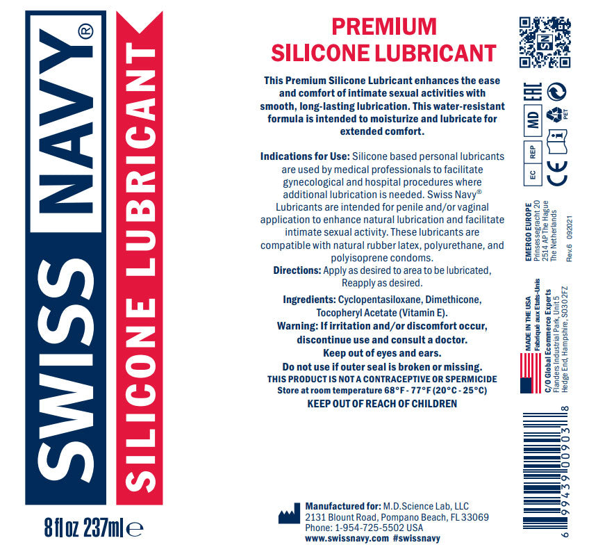 Swiss Navy Silicone Lubricant 8 Ounce 237 ml > Lube > Silicone