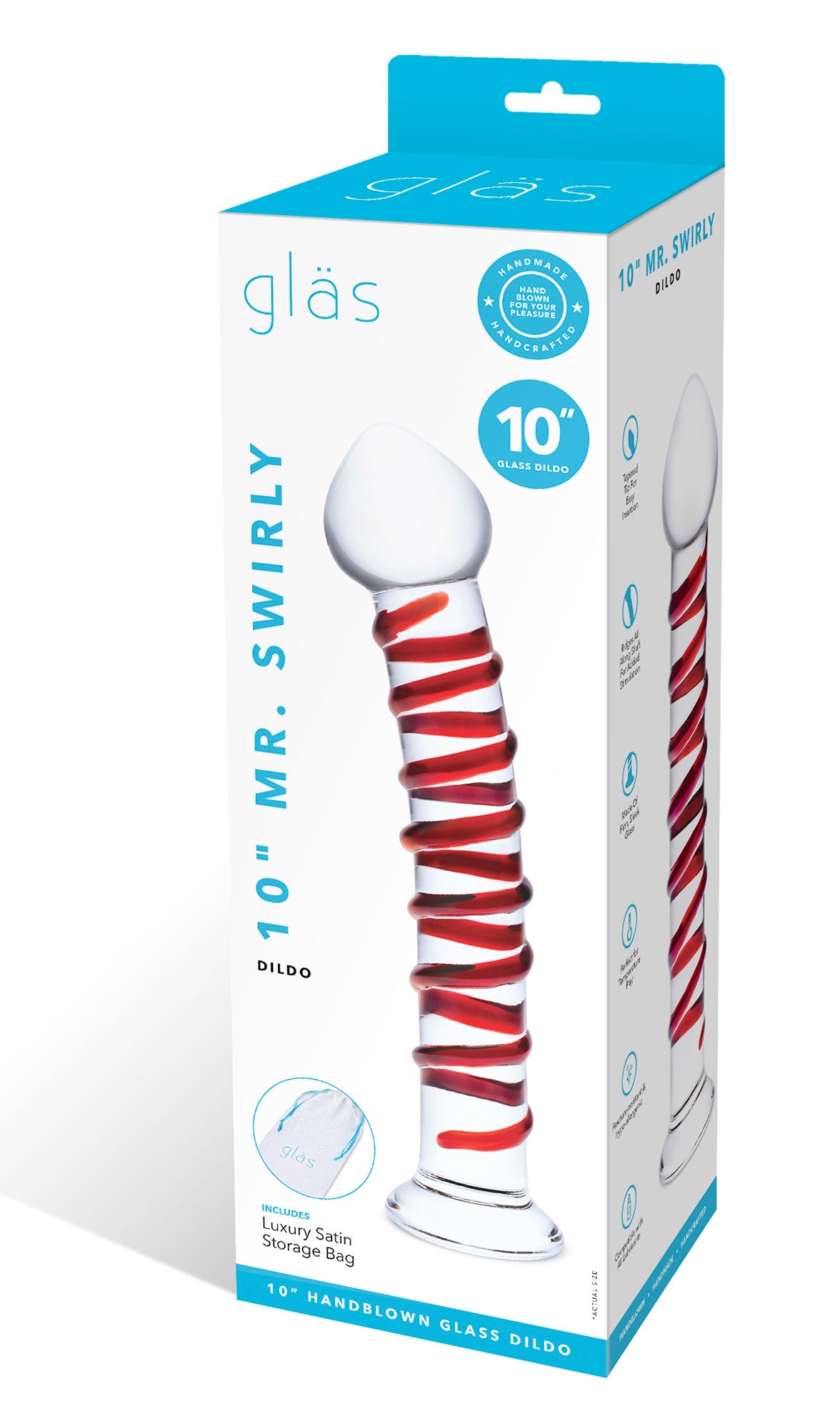 Glas 10 Inch Mr Swirly Red Spiral Handblown Glass Dildo Red > Glass > Dildos