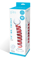 Glas 10 Inch Mr Swirly Red Spiral Handblown Glass Dildo > Glass > Dildos