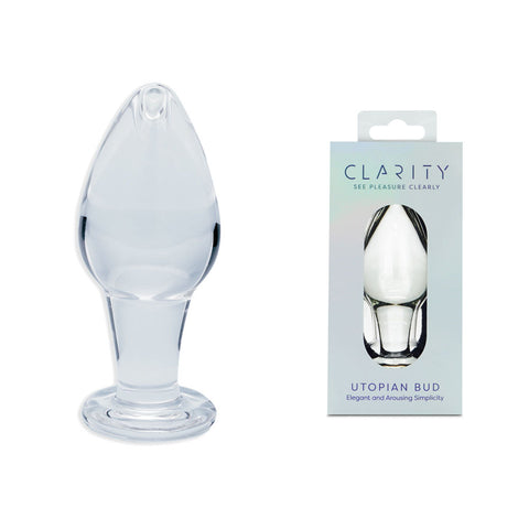 Clarity Utopian Bud – Slim 9 cm Handcrafted Glass Butt Plug Clear GLASS TOYS