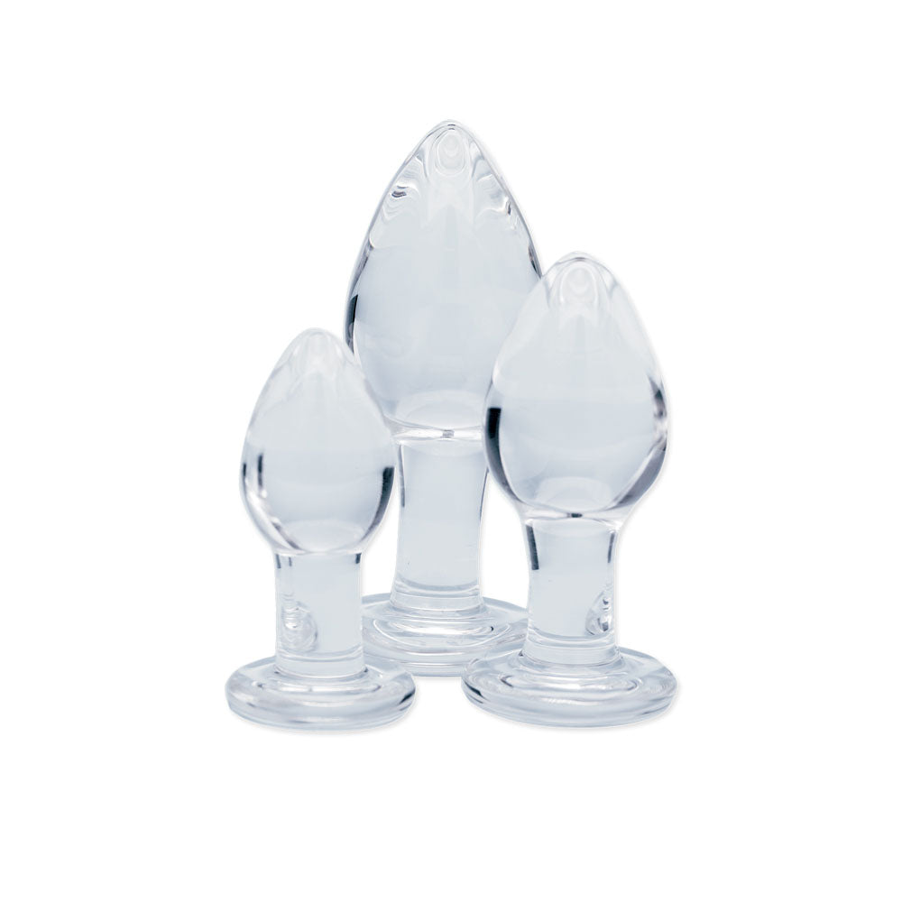 Clarity Utopian Trinity (Set of 3) – Luxury Glass Butt Plug Set in Small, Medium, and Large Sizes GLASS TOYS