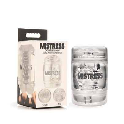 Mistress Double Shot Pussy and Ass Mini Masturbator Clear Compact Dual-Ended Ergonomic Design Strokers - Cup|Egg