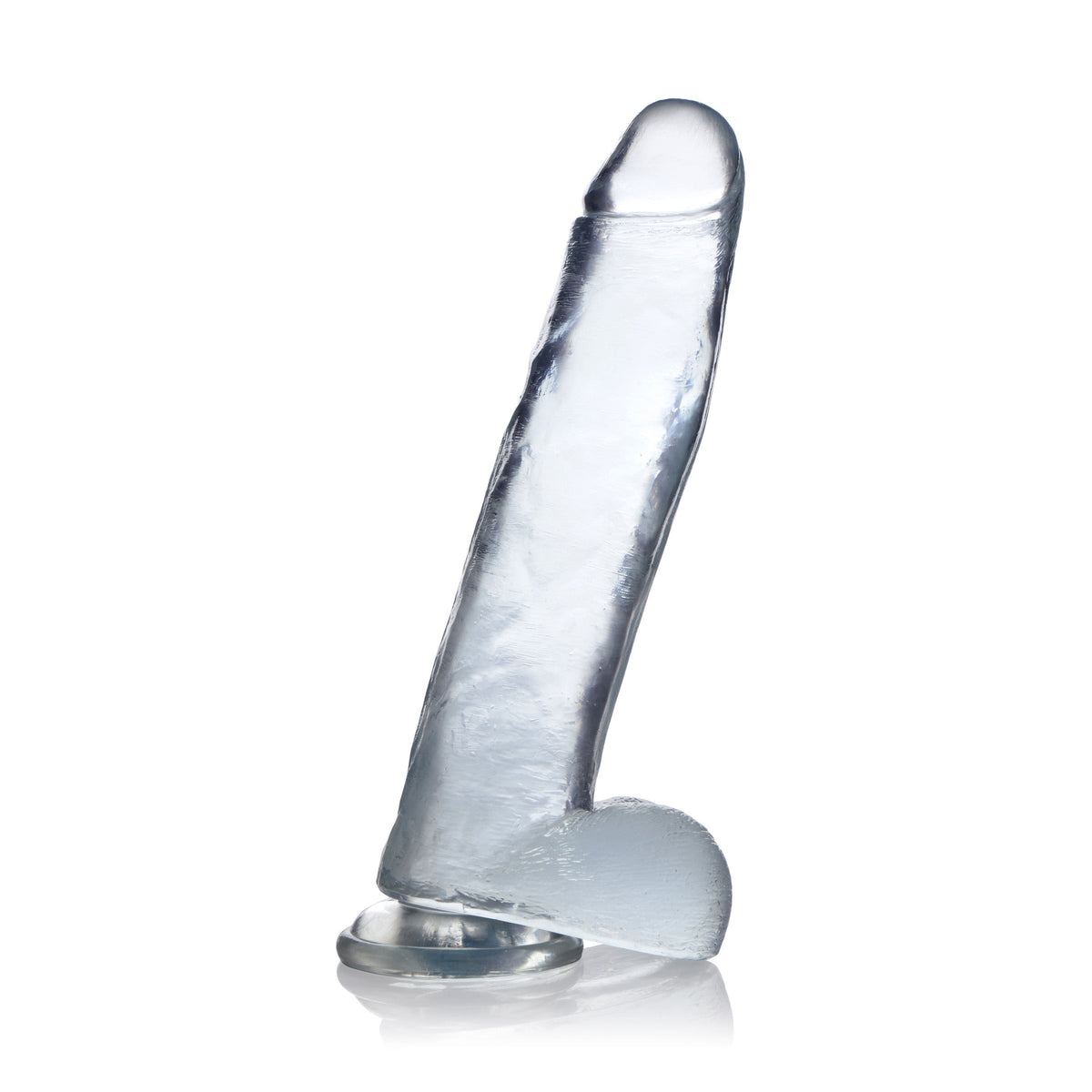 Jock C-Thru 11 Inch Clear TPE Dong with Balls and Suction Cup > Dildos > Large Dildos