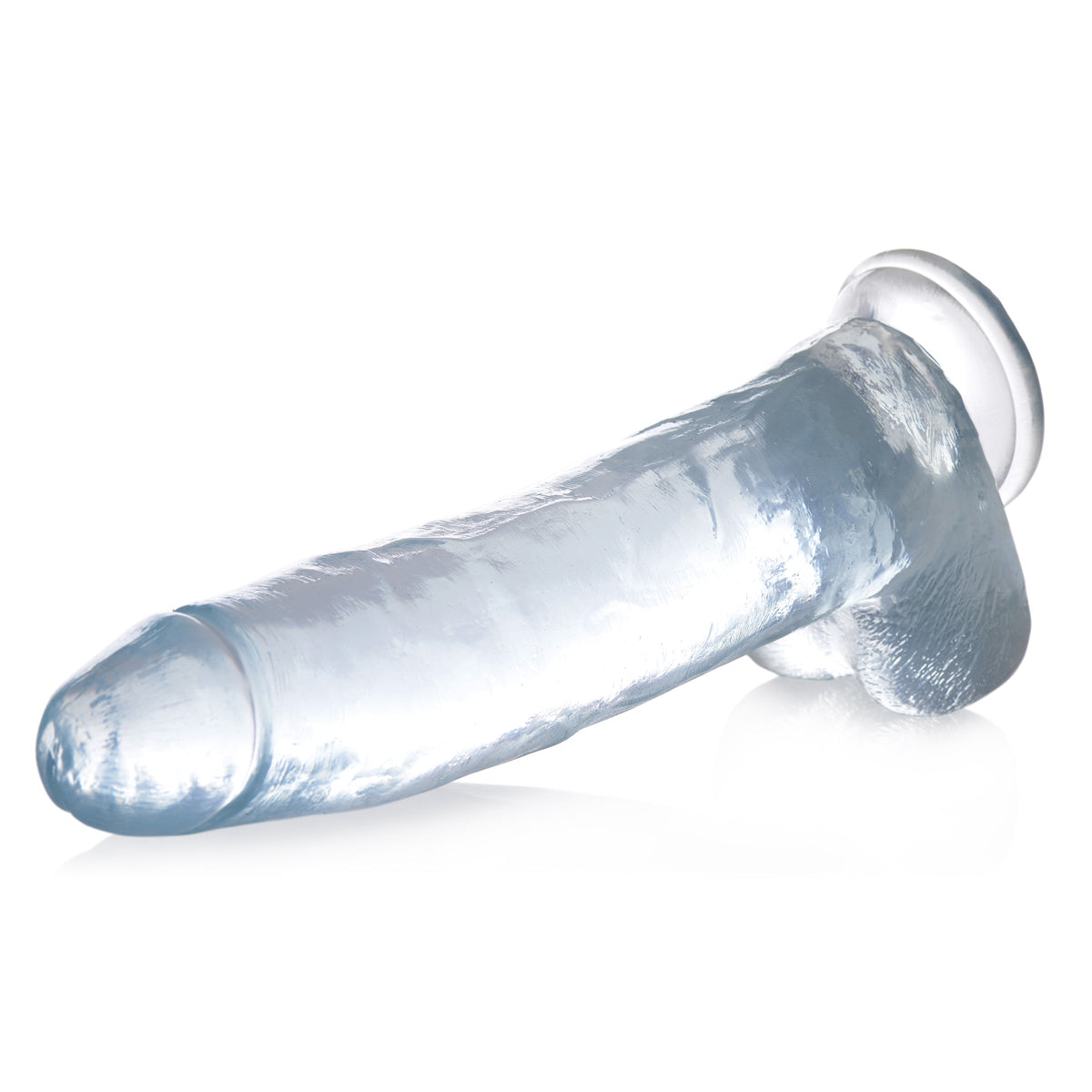 Jock C-Thru 11 Inch Clear TPE Dong with Balls and Suction Cup > Dildos > Large Dildos