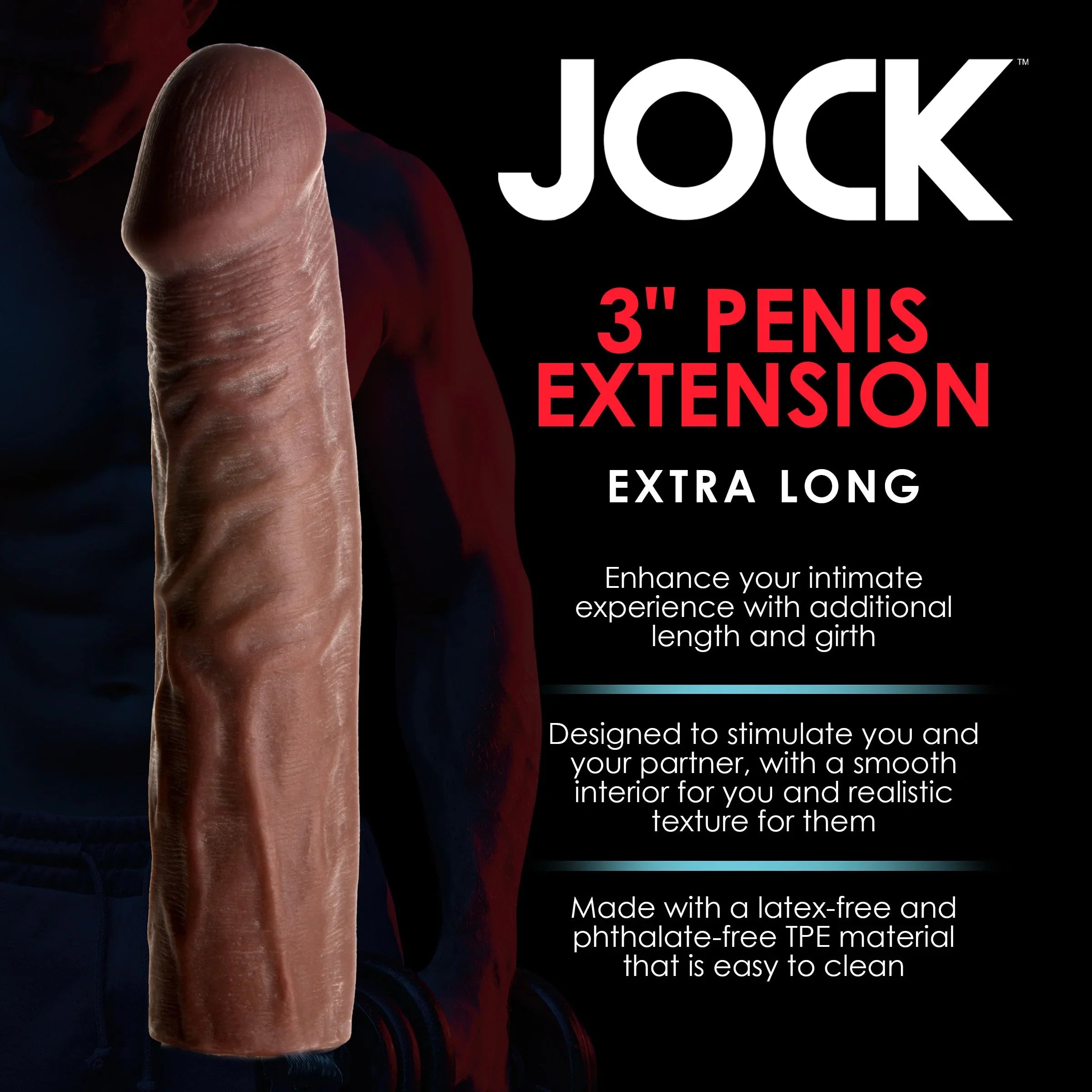 Curve Toys | JOCK Extra Long 3 Penis Extension Sleeve - Dark