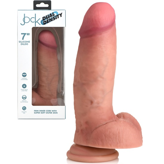 Jock 7 Inch Dual Density Silicone Dildo With Balls Light Skin Tone Default Title Dongs Realistic