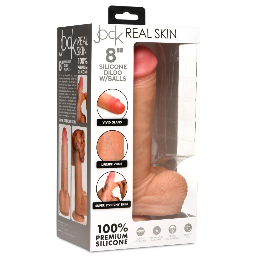 Jock 8 Inch Realistic Skin Silicone Dildo with Balls Default Title DONGS