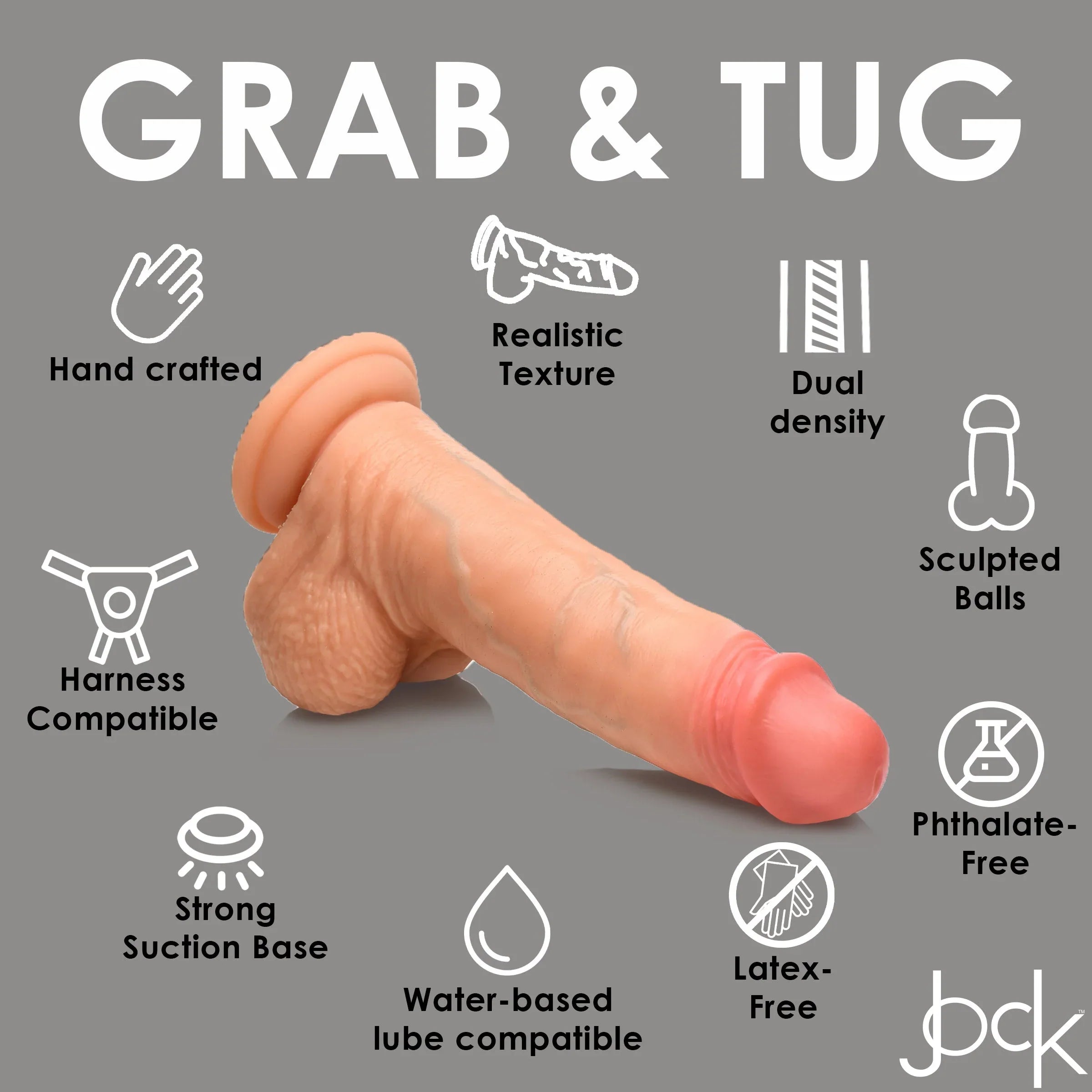 Curve Toys | Jock 8 Real Skin Realistic Skin Silicone Dildo w/ Balls