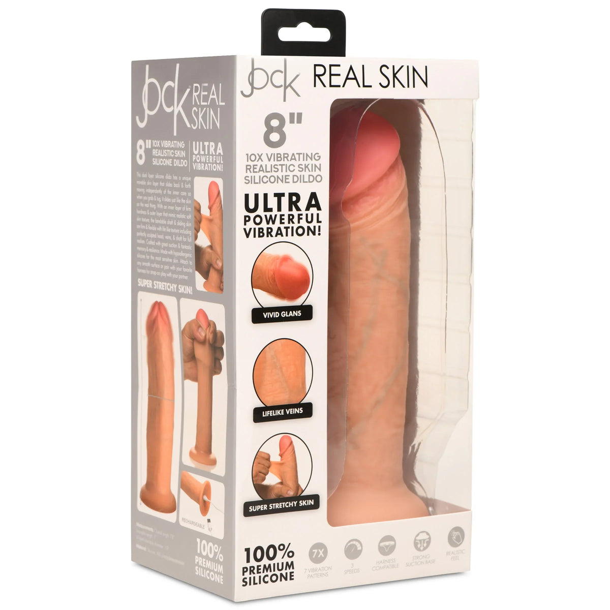 Jock 8 Inch Vibrating Realistic Skin Silicone Dildo > Vibrators > Realistic Vibrators