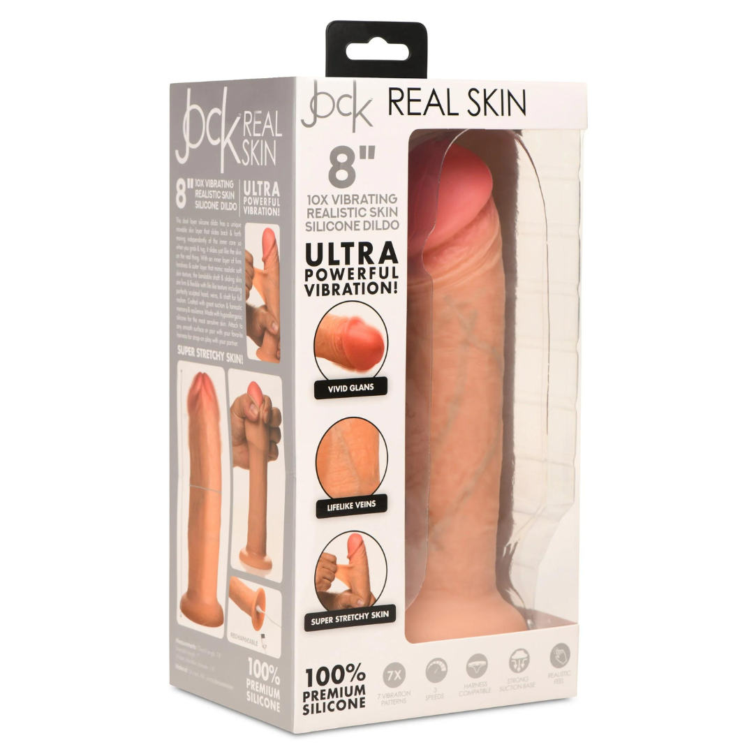 Jock 8 Inch Vibrating Realistic Skin Silicone Dildo Default Title Dongs Realistic