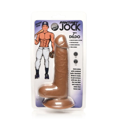 JOCK Baseball Brian 7 Inch Dildo with Balls Medium Brown PVC Default Title Dongs Realistic