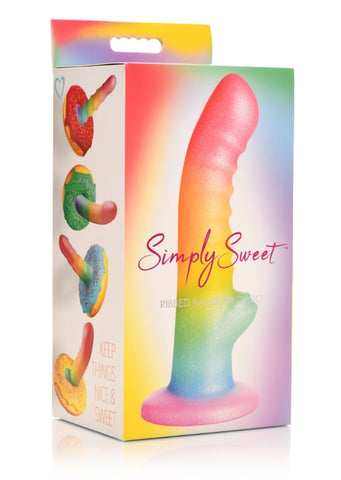 Simply Sweet 6.5 Inch Ribbed Rainbow Dildo Default Title Dongs Realistic