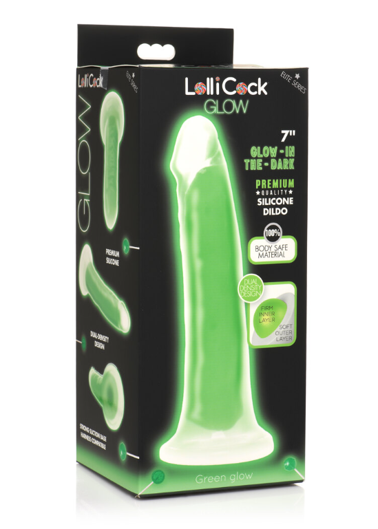 Lollicock 7 Inch Glow-In-The-Dark Silicone Dildo Green Default Title DONGS