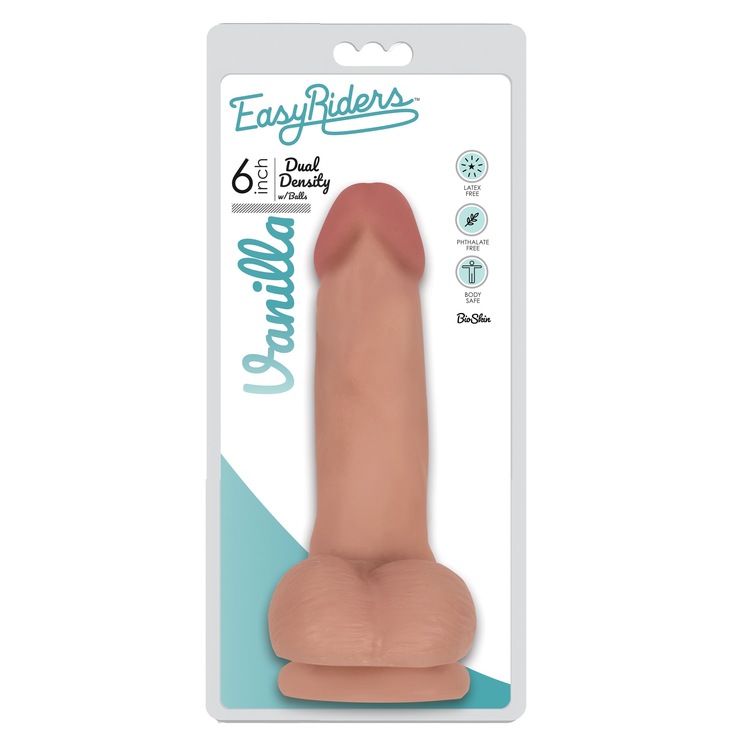 Easy Riders 6 Inch Dual Density Dildo With Balls - Light