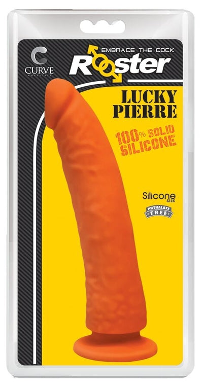 Rooster Lucky Pierre Orange 8 Inch Silicone Dildo with Suction Cup Base Default Title DONGS