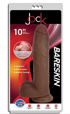 Jock 10 Inch Bareskin Dong with Balls Latte Default Title Dongs Realistic
