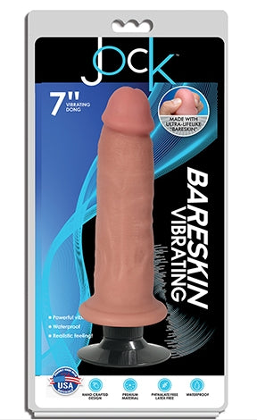 JOCK 7 Inch Bareskin Vibrating Dong No Balls Vanilla Color Secondary image
