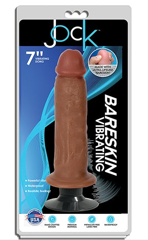 Jock 7 Inch Bareskin Vibrating Dong No Balls Latte Color Default Title > Vibrators > Realistic Vibrators