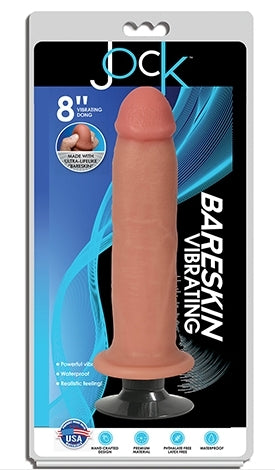 Jock 8 Inch Bareskin Vibrating Dong No Balls Vanilla with Suction Cup Default Title DONGS
