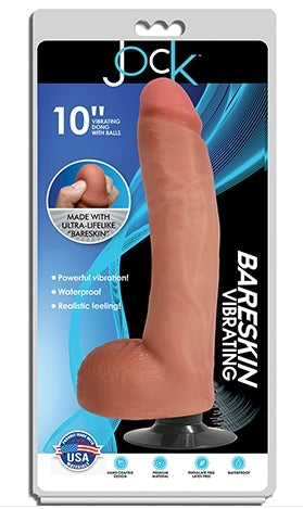 JOCK 10 Inch Bareskin Vibrating Dong with Balls in Vanilla Default Title > Dildos > Large Dildos