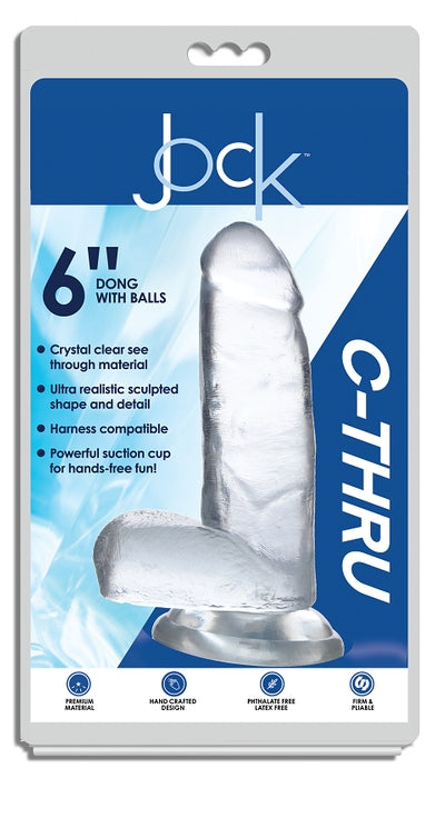 JOCK C-Thru 6 Inch Clear TPE Dong with Balls and Suction Cup Default Title DONGS