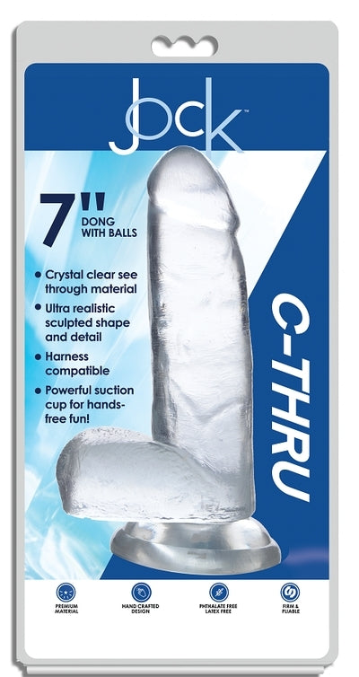 Jock C-Thru 7 Inch Clear TPE Dong with Balls and Suction Cup > Dildos > Realistic Dildos
