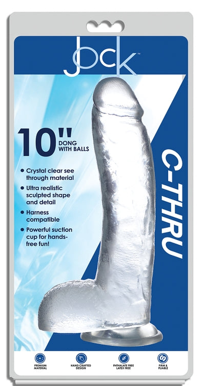 Jock C-Thru 10 Inch Clear TPE Dong with Balls and Suction Cup Default Title DONGS
