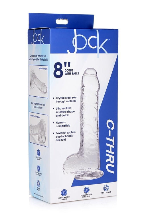 JOCK C-Thru 8 Inch Clear Dong with Balls Default Title DONGS