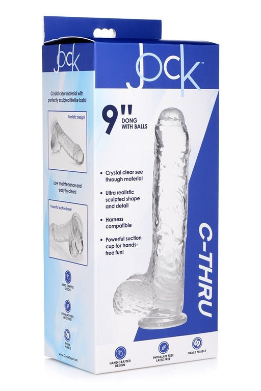 JOCK C-Thru 9 Inch Clear Dong with Balls Default Title DONGS