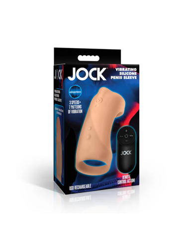 Jock Vibrating Silicone Penis Sleeve Medium - Enhance Pleasure with 3 Speeds and 7 Patterns of Vibration Default Title SLEEVES