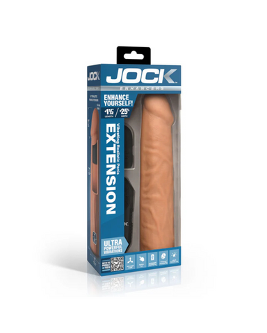Jock Enhancers 1.5 Inch Vibrating Penis Extension with Remote Medium Penis Extension & Sleeves