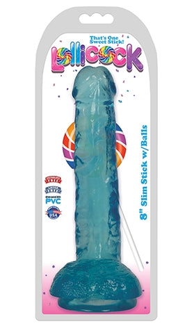 Lollicock 8 Inch Slim Stick with Balls in Berry Ice Translucent Color Default Title DONGS