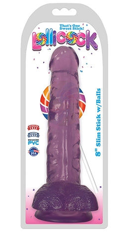 Lollicock 8 Inch Slim Stick with Balls Grape Ice Default Title DONGS