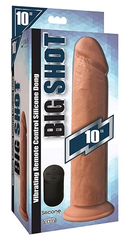 Big Shot 10 Inch Vibrating Wireless Rechargeable Flesh Silicone Dildo with Remote Control and Suction Cup Base Default Title DONGS Vibrating