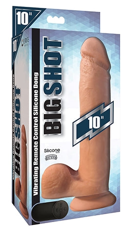 Big Shot 10 Inch Vibrating Wireless Rechargeable Flesh Silicone Dildo with Balls and Remote Control Default Title DONGS Vibrating