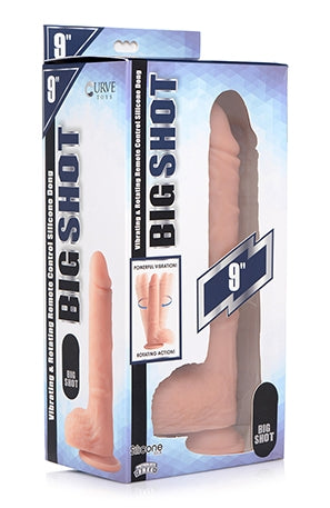 Big Shot 9" Rotating Rechargeable Liquid Silicone Dong with Balls, Flesh Color Default Title DONGS Vibrating