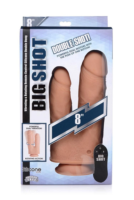 Big Shot 8 Inch Double Shot 10X With Turbo Mode Silicone Vibrating Rotating Remote Control Double Dong Secondary image