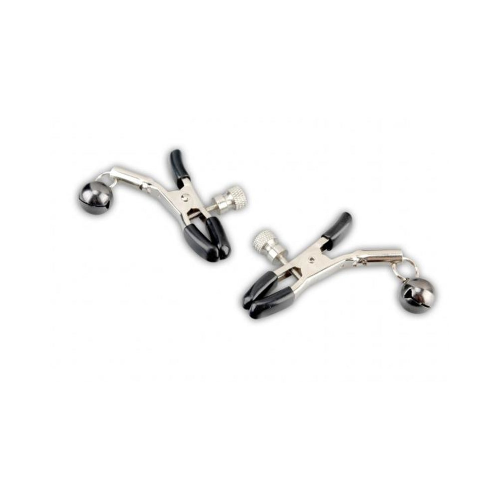 Lux Fetish Adjustable Metal Nipple Clip with Black Bell > Sex Toys > Nipple Clips