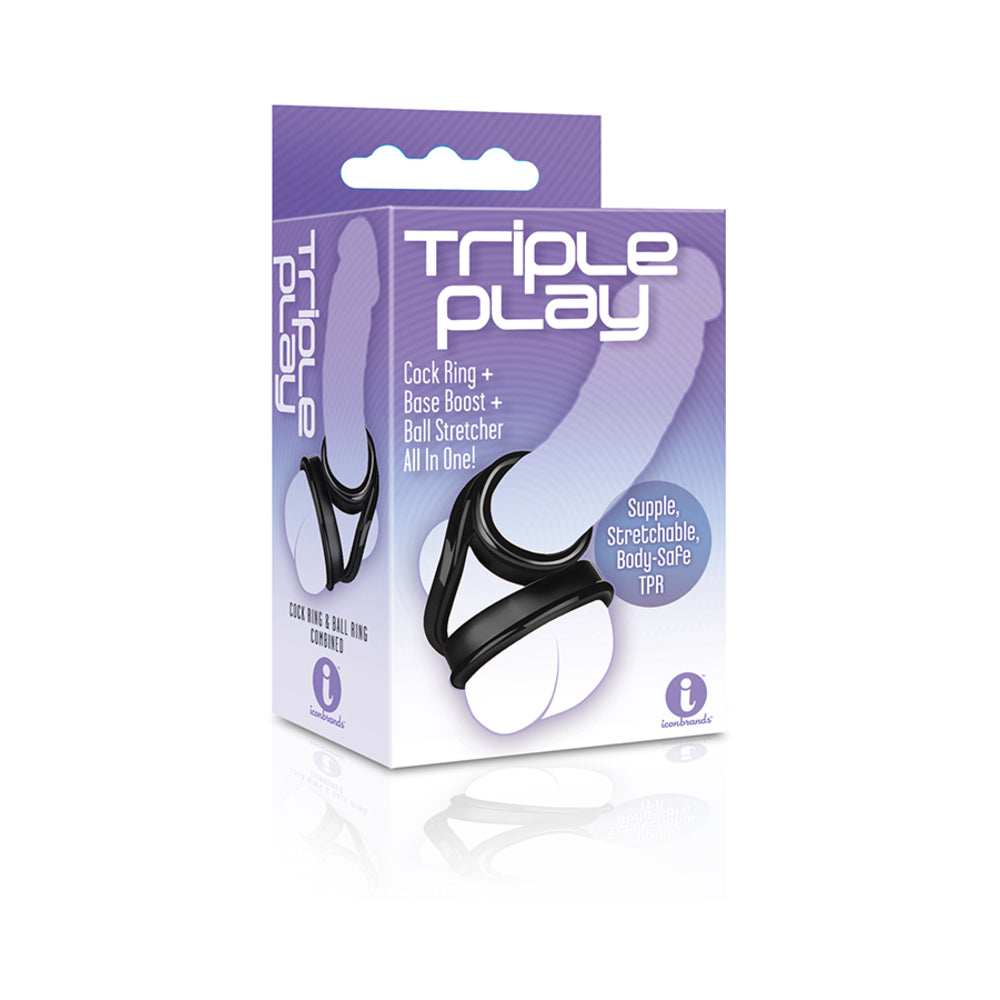 The 9's Triple Ring - Black Cock & Balls Ring Secondary image