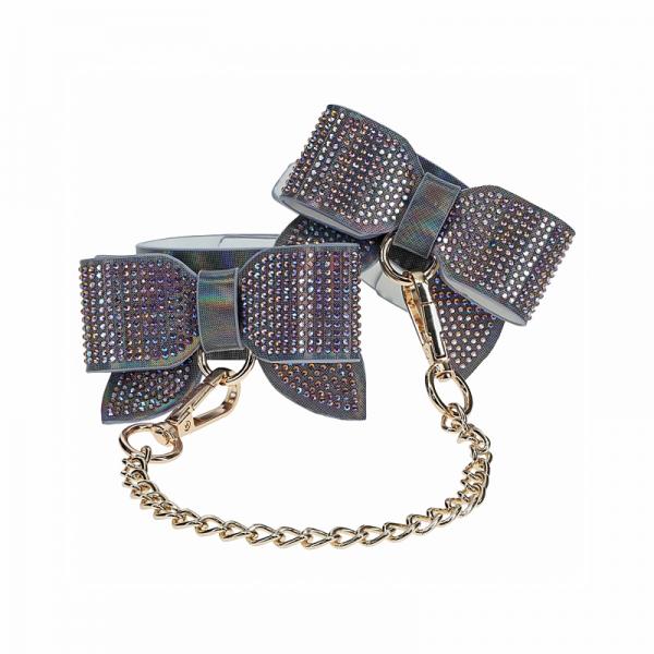 Ouch! Paris Collection Leg Cuffs Black Adjustable PU Leather with Iridescent Hardware Secondary image