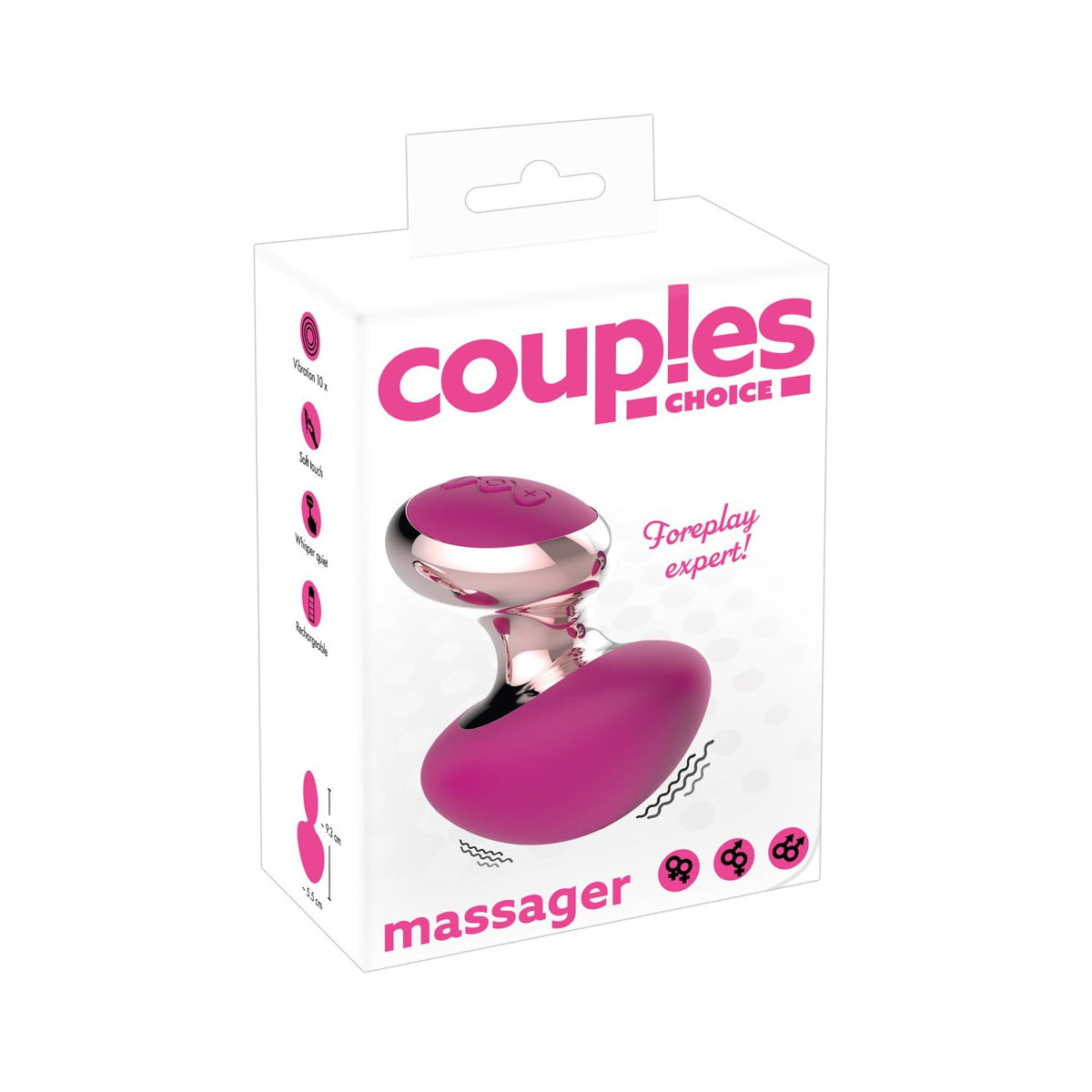 Couples Choice Massager Pink Silicone 9.3 cm x 5.5 cm with 10 Vibration Modes > Sex Toys > Couples Toys