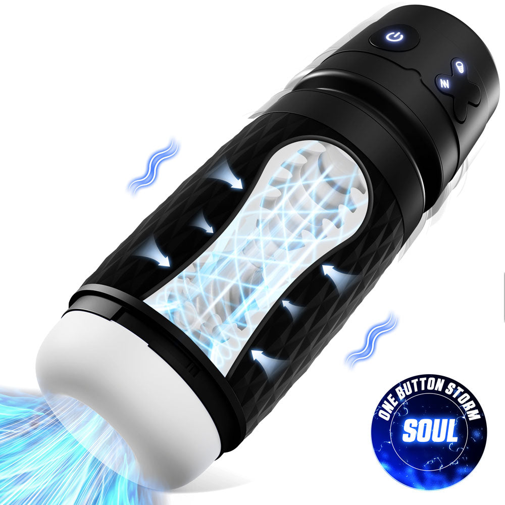 Cyberskin The Warrior – USB Rechargeable Sucking and Vibrating Masturbator Black > Sex Toys For Men > Masturbators Premium