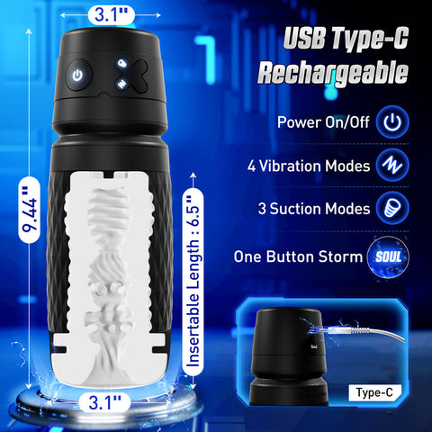 Cyberskin B-Warrior Sucking and Vibrating Auto Masturbator Strokers - Auto