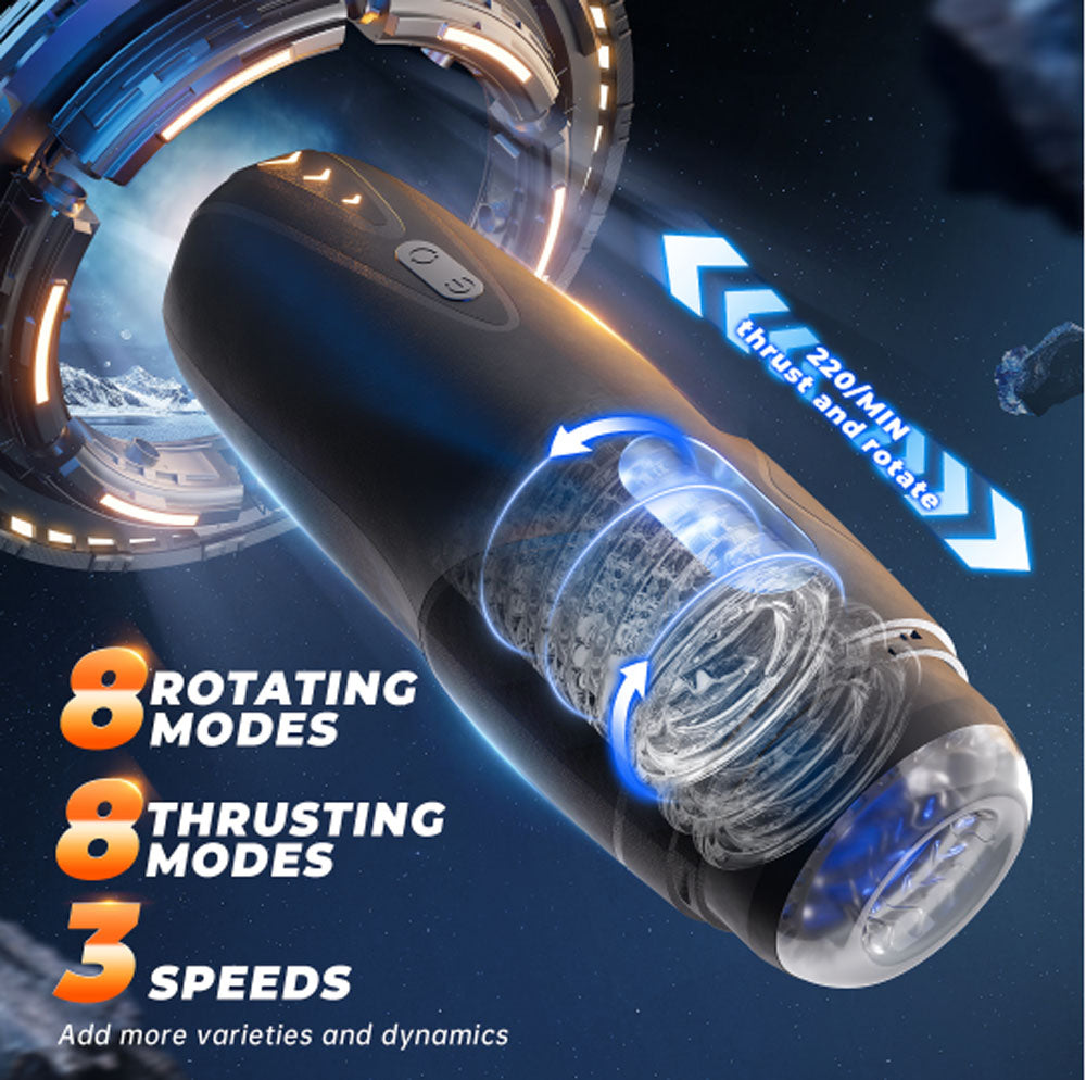 Cyberskin Galaxy Voy USB Rechargeable Thrusting and Rotating Auto Masturbator with Heater Strokers - Auto